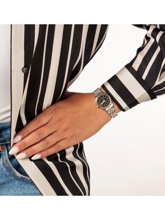 Armitron Women Silver Black Genuine Crystal Accented Bracelet Round Luxury Watch main image 5